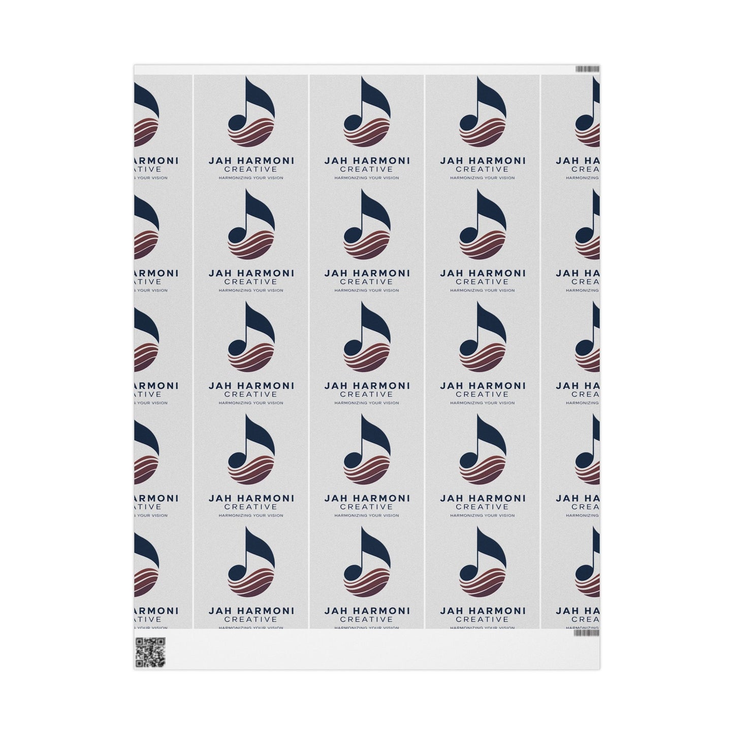 Wrapping Paper Roll — Minimal Navy Wave Pattern with "Harmony! Creative" Text