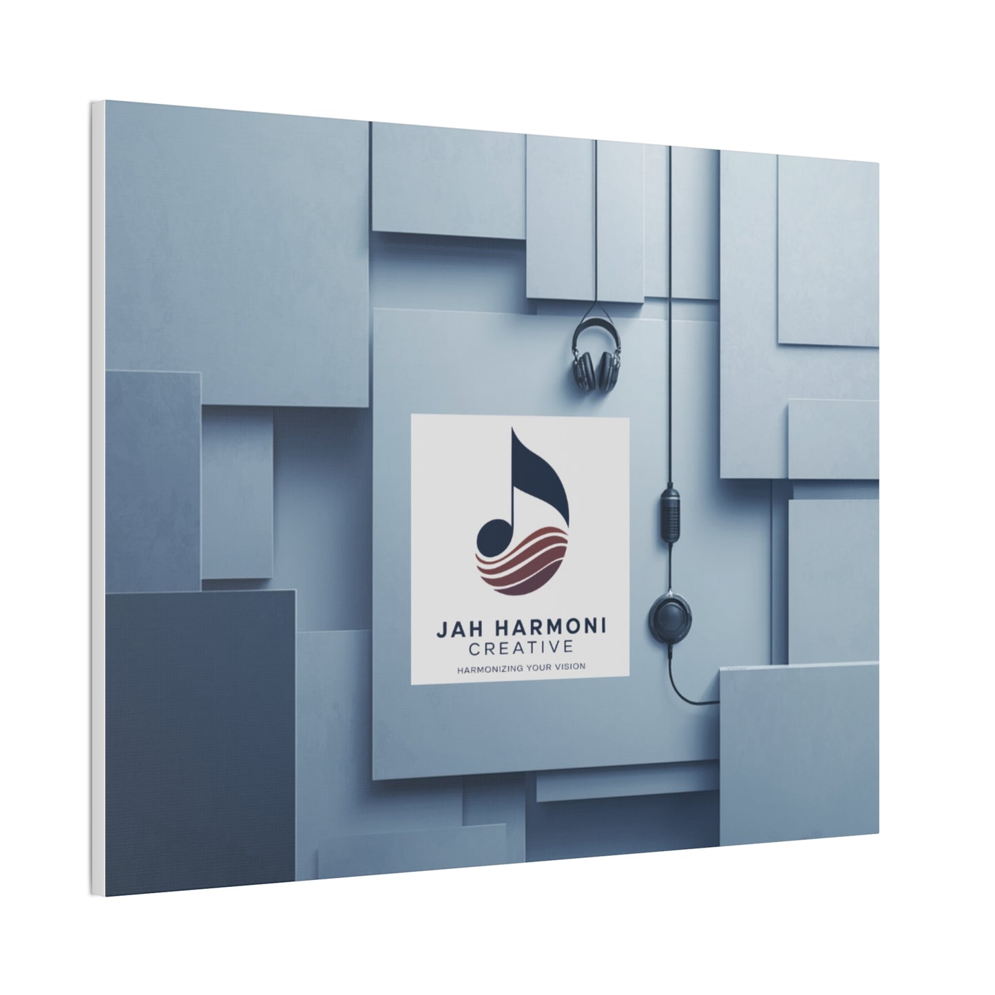 Music Studio Logo Canvas Print — Jah Harmoni Creative Stretched Wall Art