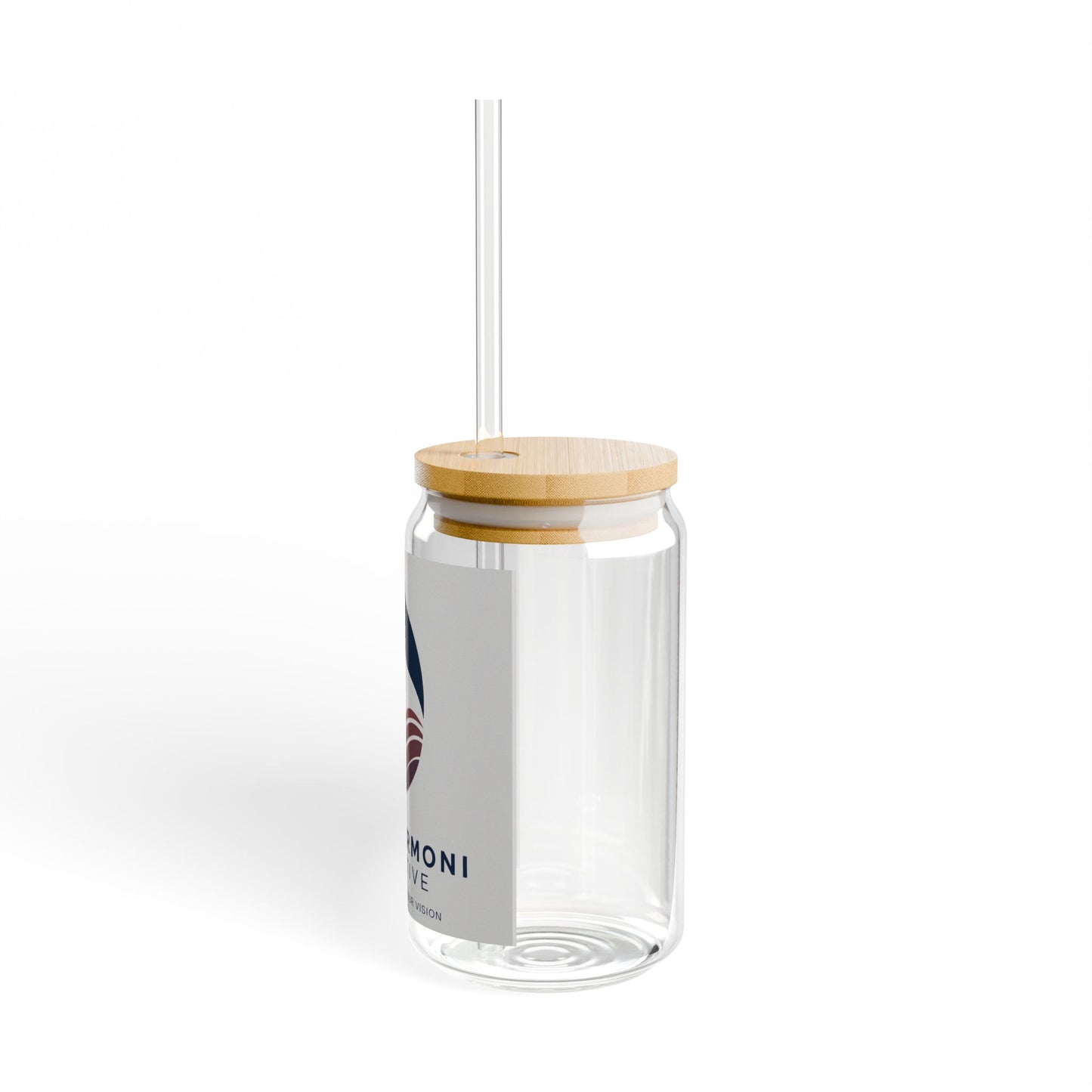 16oz Glass Sipper with Bamboo Lid — Jah Harmoni Creative Logo