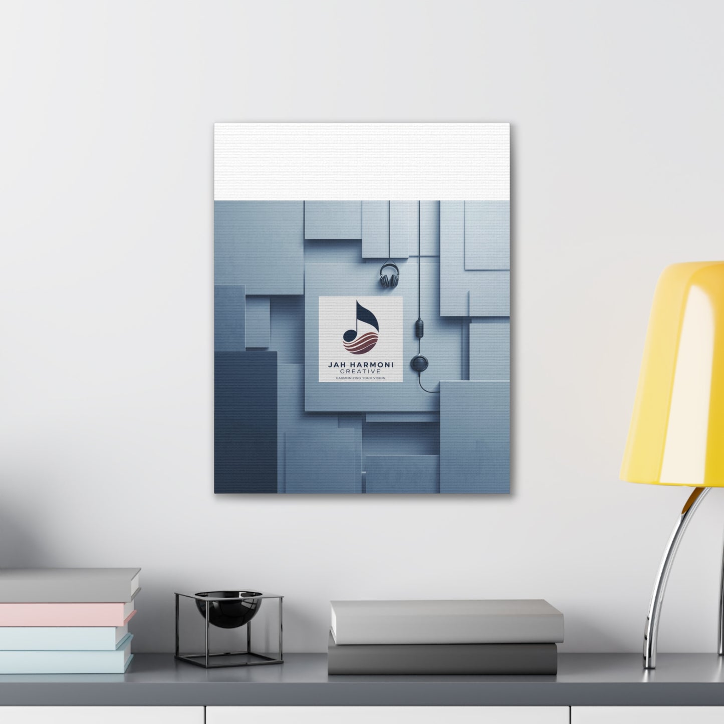 Music Studio Logo Canvas Print — Jah Harmoni Creative Stretched Wall Art