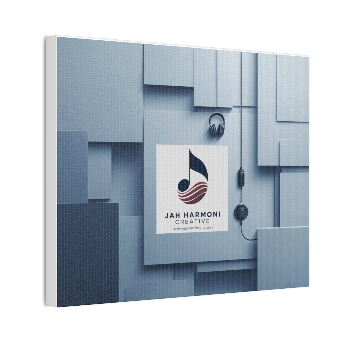 Music Studio Logo Canvas Print — Jah Harmoni Creative Stretched Wall Art