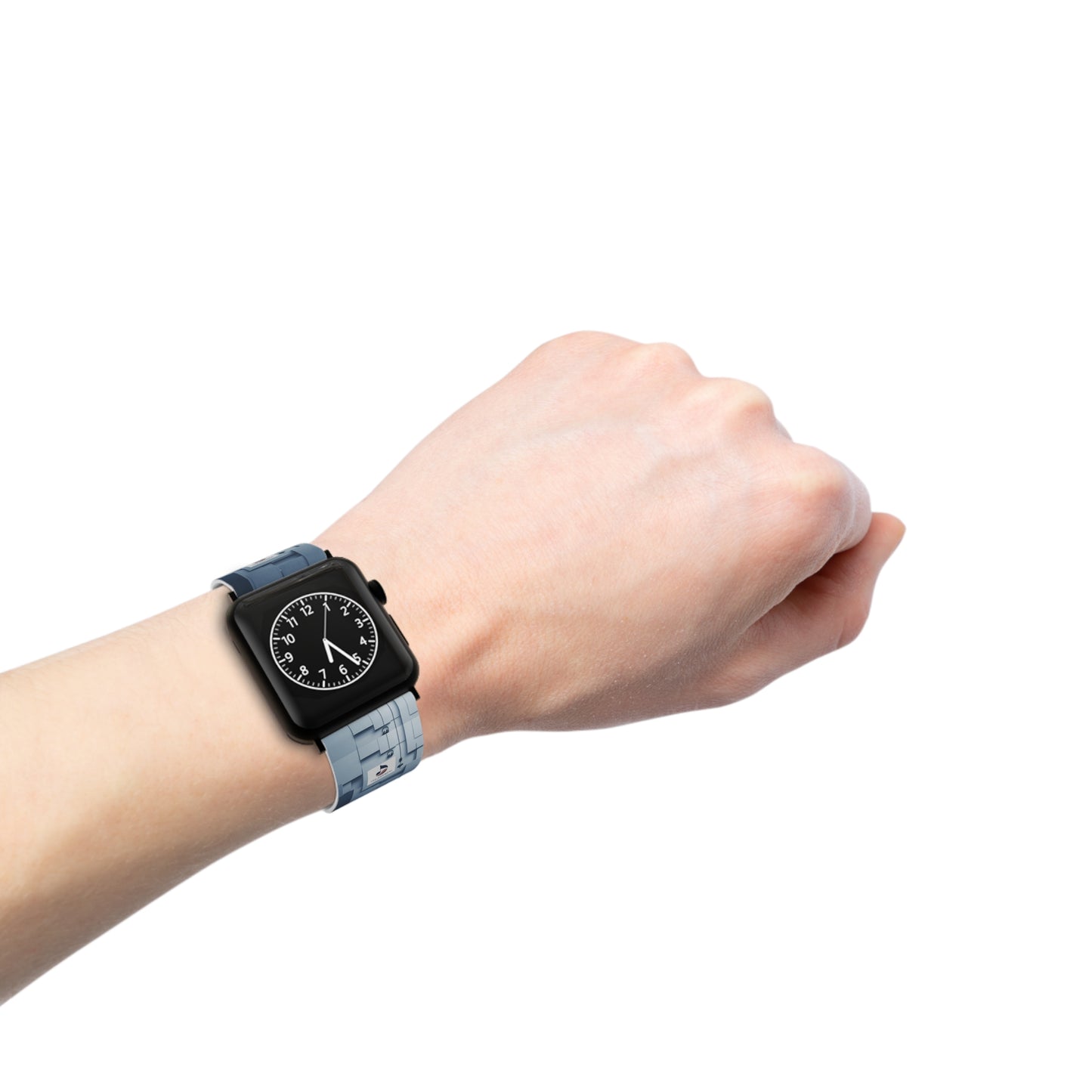 Geometric Tech Pattern Apple Watch Band — Modern Blue Grid Strap