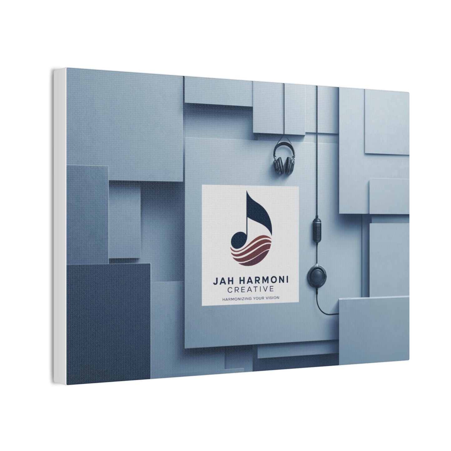 Music Studio Logo Canvas Print — Jah Harmoni Creative Stretched Wall Art