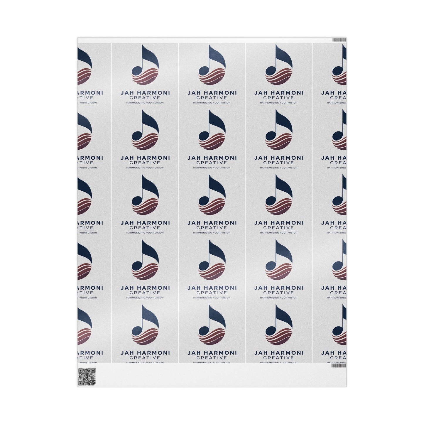 Wrapping Paper Roll — Minimal Navy Wave Pattern with "Harmony! Creative" Text