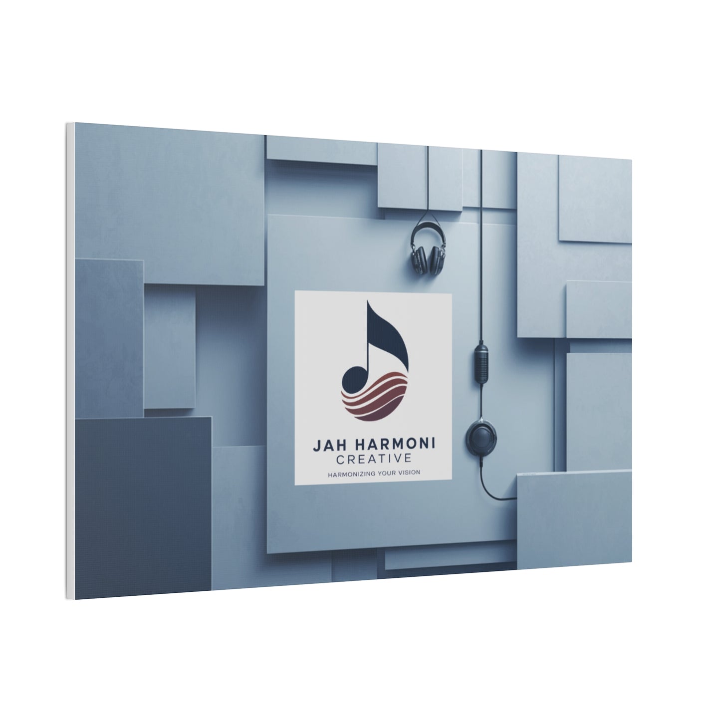 Music Studio Logo Canvas Print — Jah Harmoni Creative Stretched Wall Art
