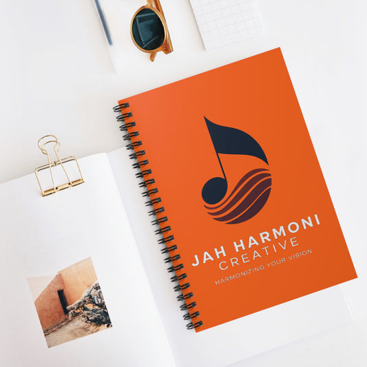 Jah Harmoni Creative Branded Spiral Notebook — Ruled Journal for Music & Design Notes