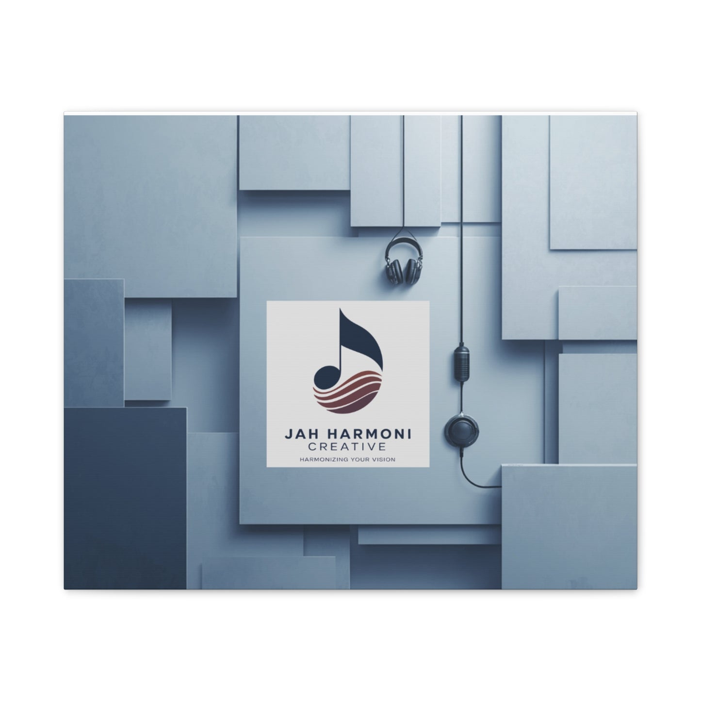 Music Studio Logo Canvas Print — Jah Harmoni Creative Stretched Wall Art