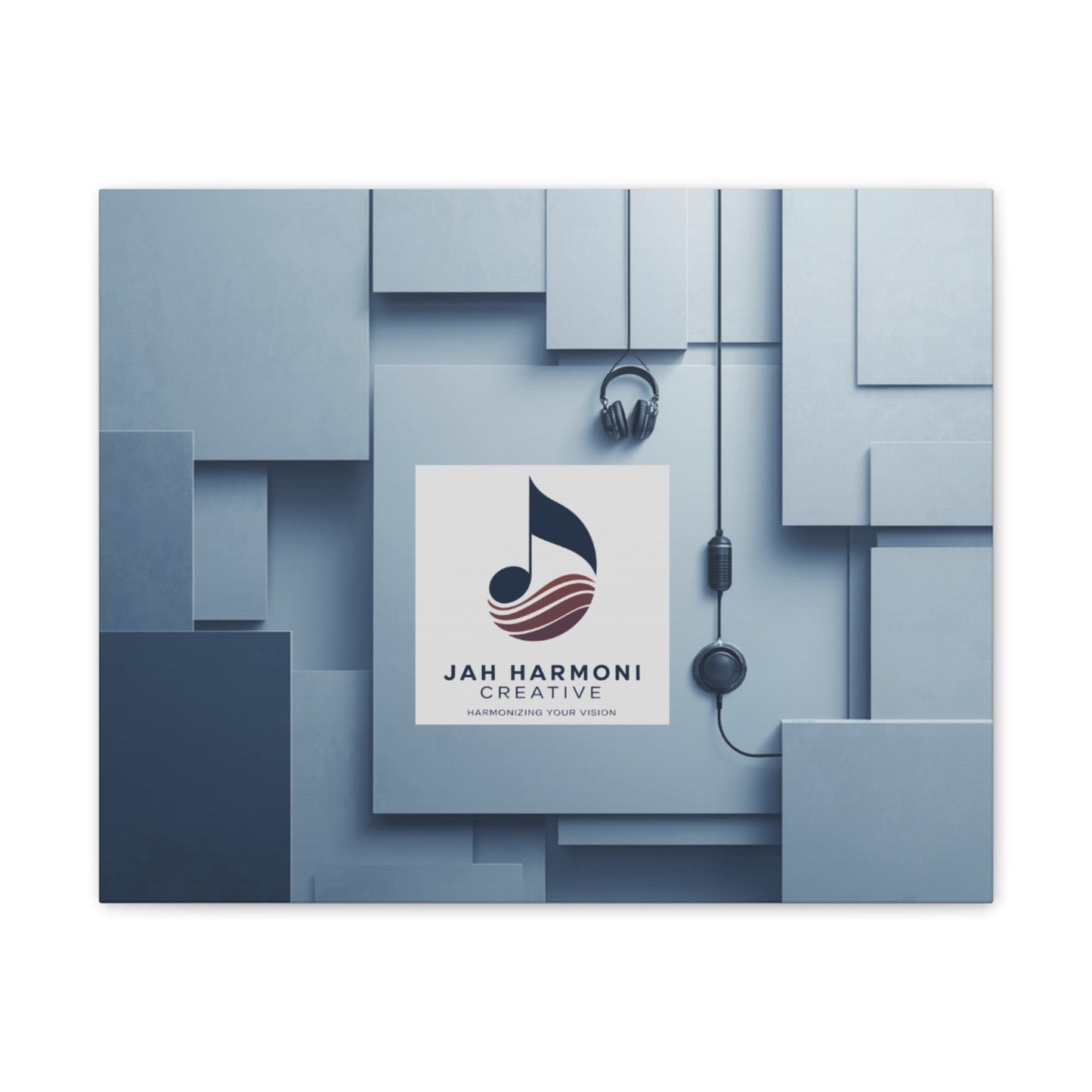 Music Studio Logo Canvas Print — Jah Harmoni Creative Stretched Wall Art