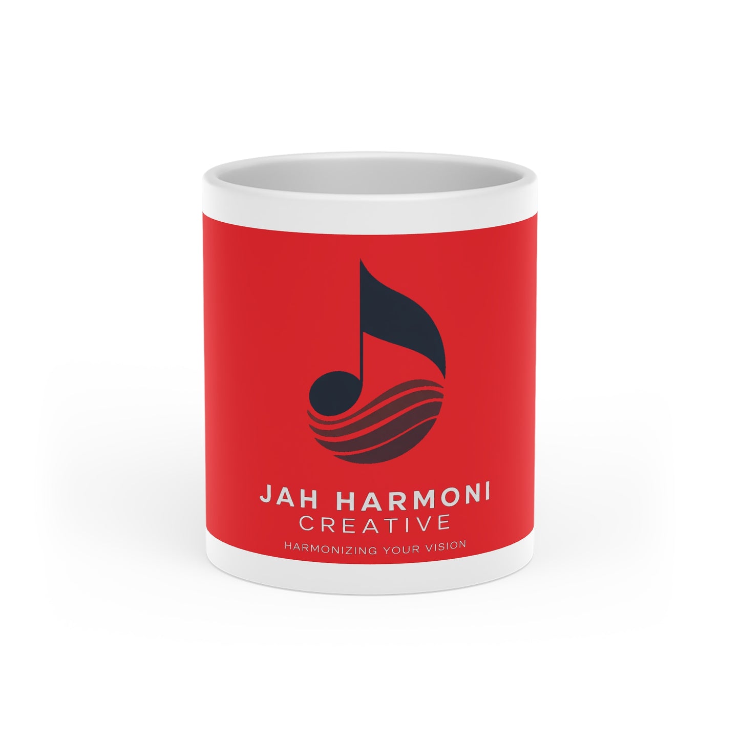 Music Note Logo Mug — Jah Harmoni Creative Red Coffee Cup