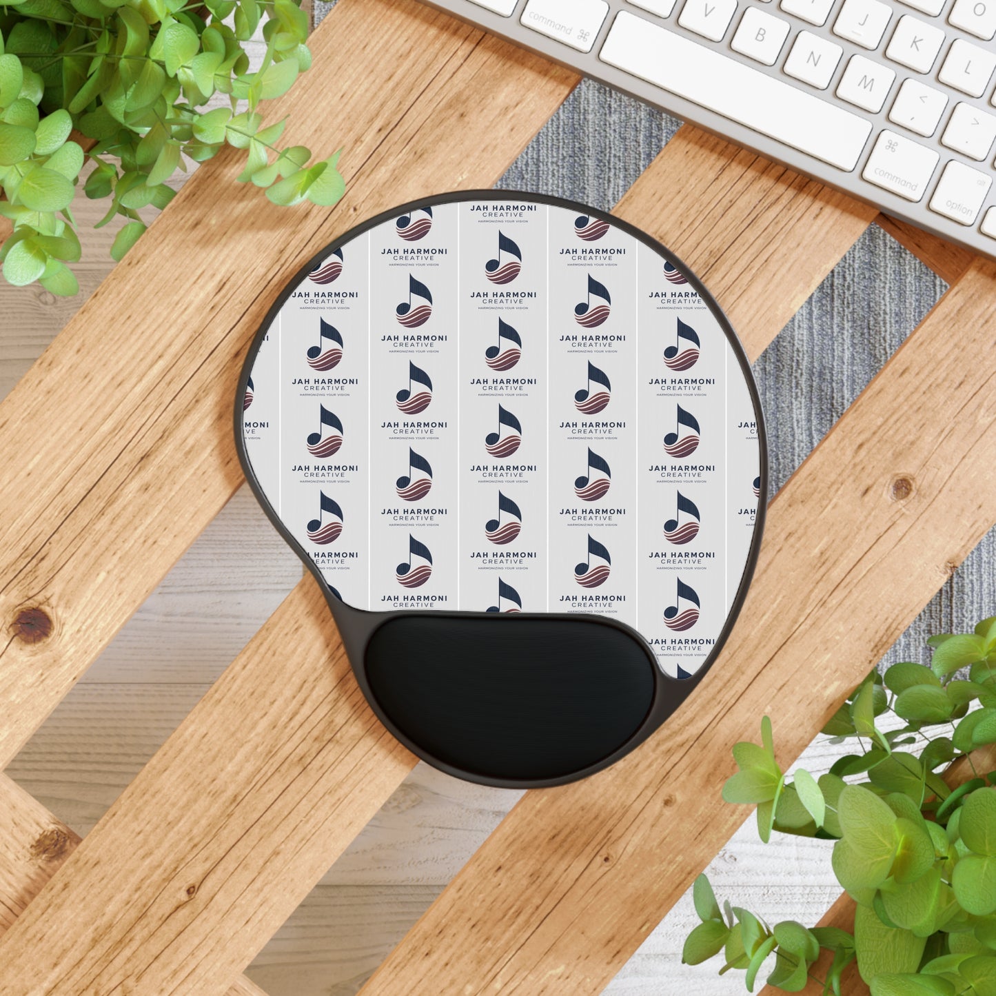 Ergonomic Mouse Pad with Wrist Rest — Nautical Logo Pattern