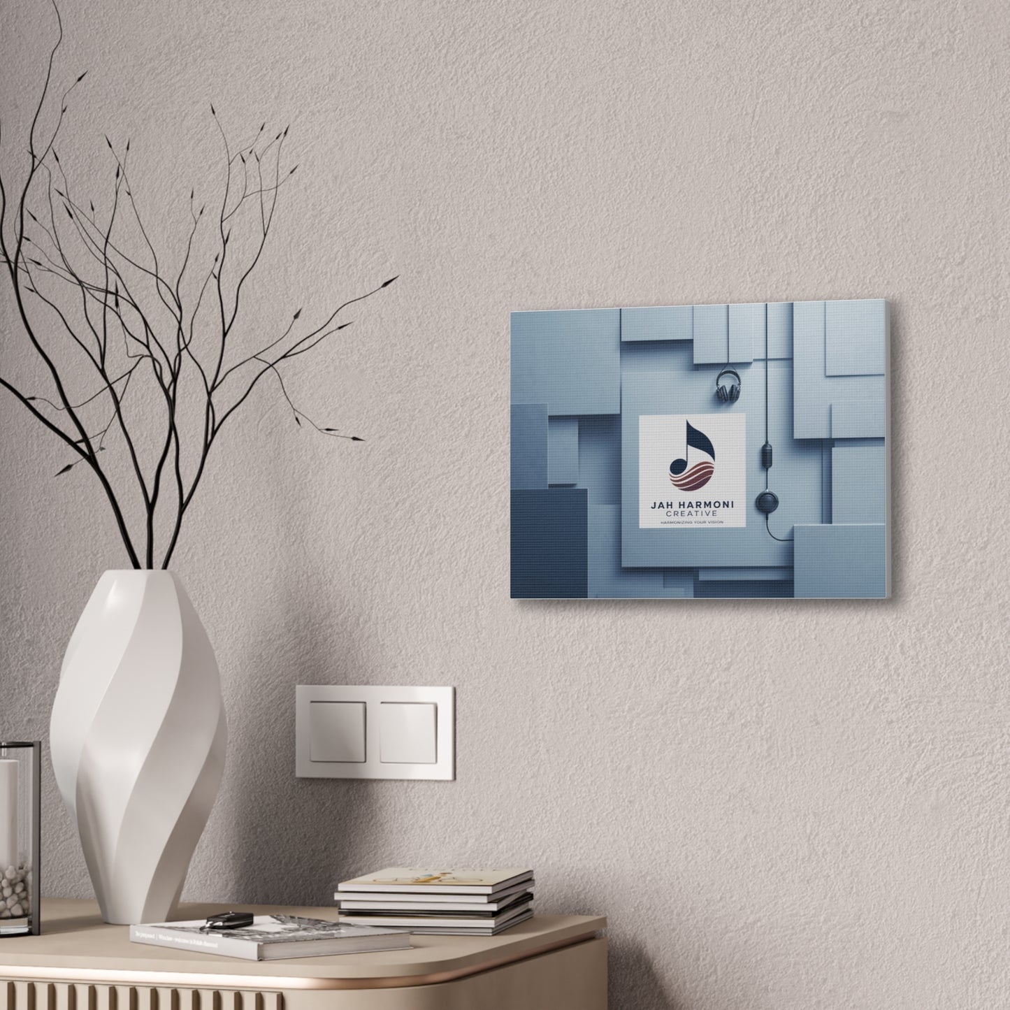 Music Studio Logo Canvas Print — Jah Harmoni Creative Stretched Wall Art