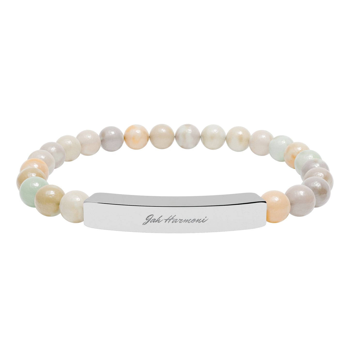 Engravable Natural Stone Stretch Bar Bracelet — Jah Harmoni Personalized Beaded Bracelet for Men & Women