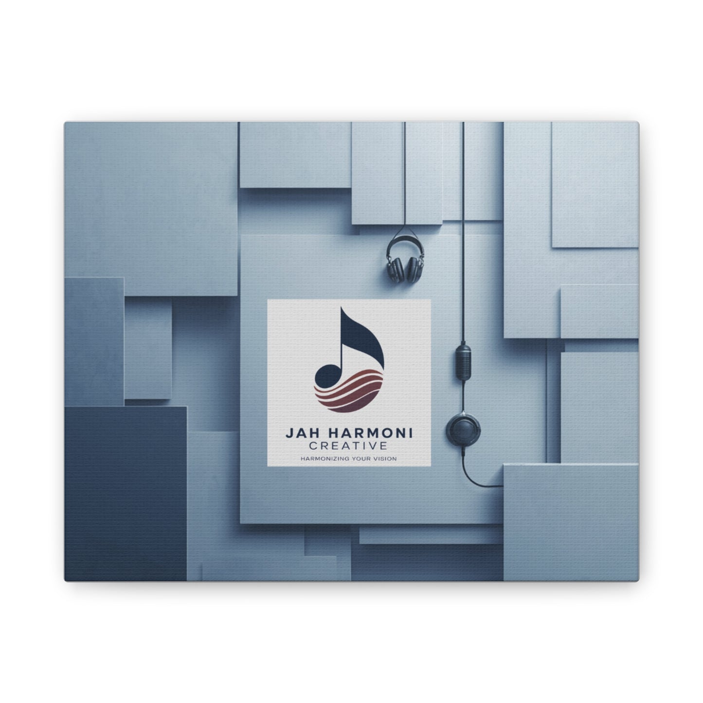 Music Studio Logo Canvas Print — Jah Harmoni Creative Stretched Wall Art
