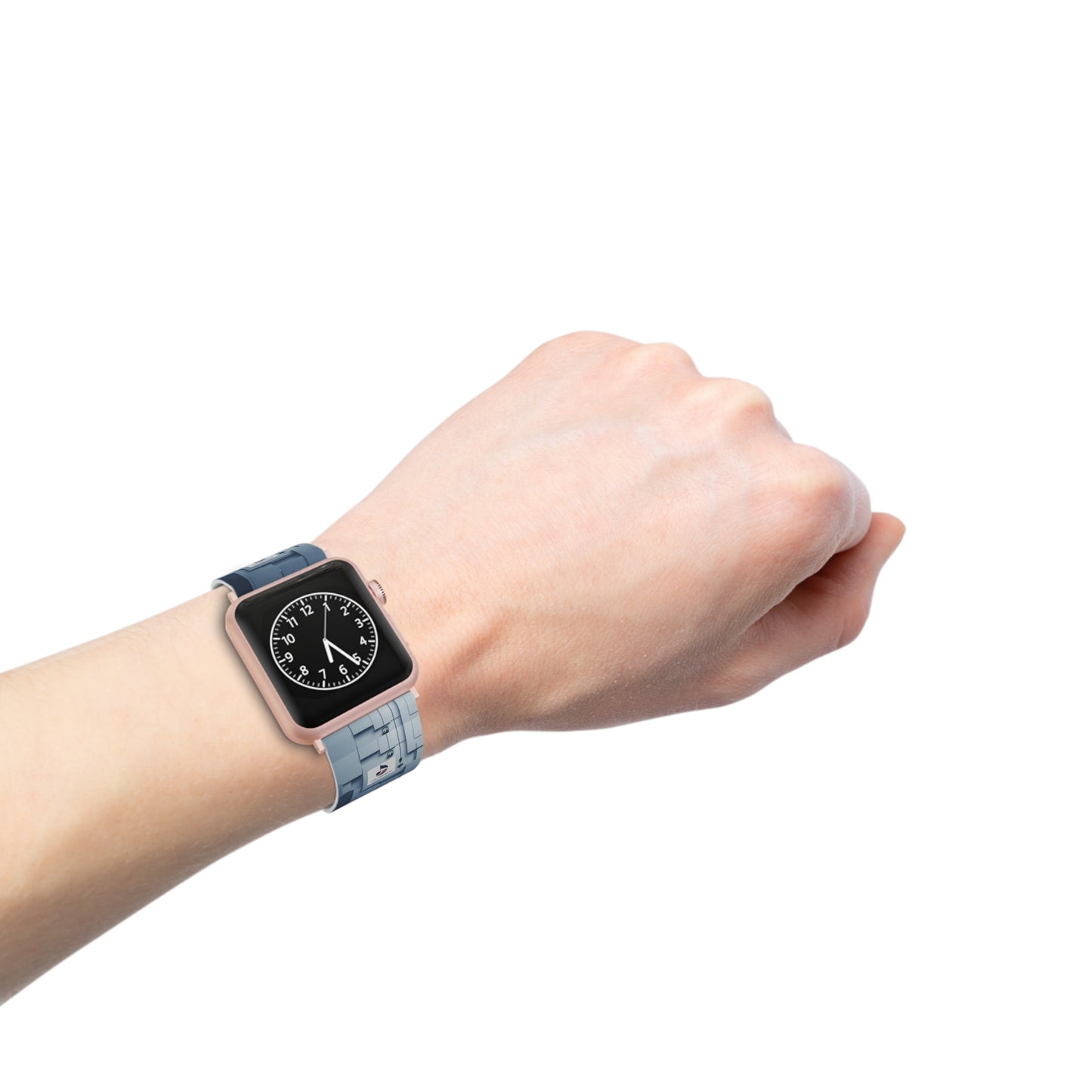 Geometric Tech Pattern Apple Watch Band — Modern Blue Grid Strap