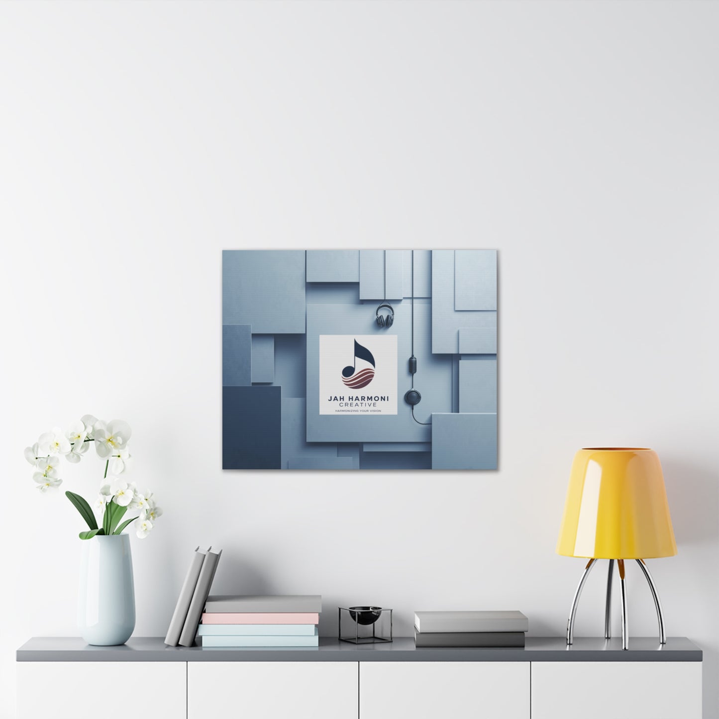 Music Studio Logo Canvas Print — Jah Harmoni Creative Stretched Wall Art