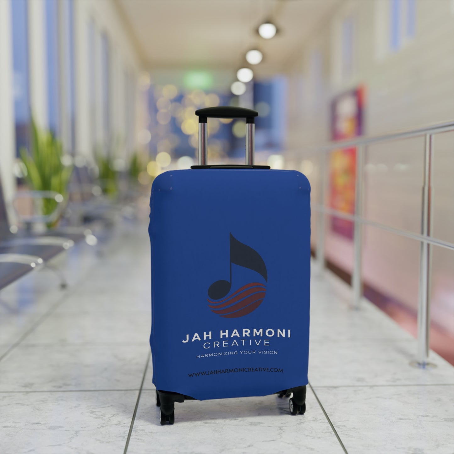 Luggage Cover — Jah Harmoni Custom Music Logo Pattern Travel Protector