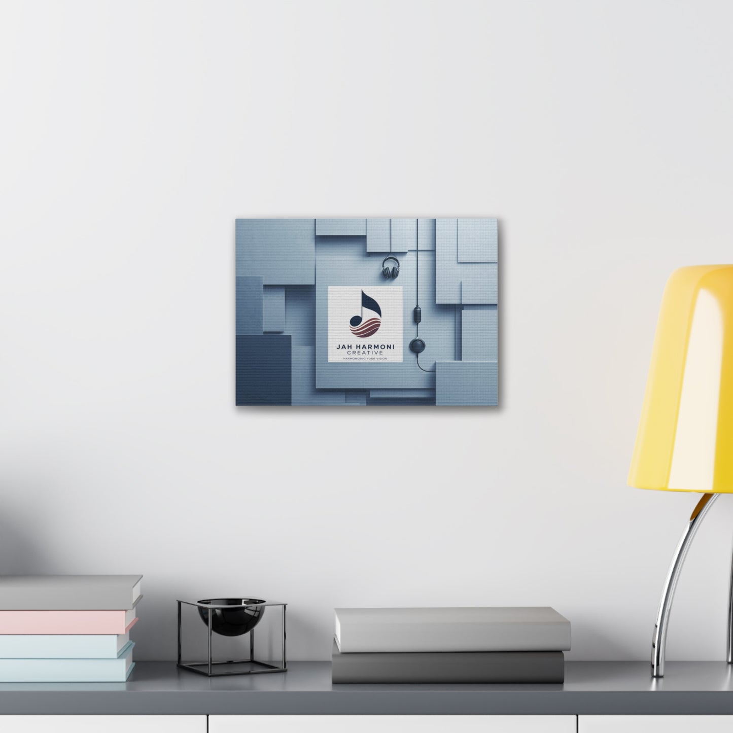 Music Studio Logo Canvas Print — Jah Harmoni Creative Stretched Wall Art