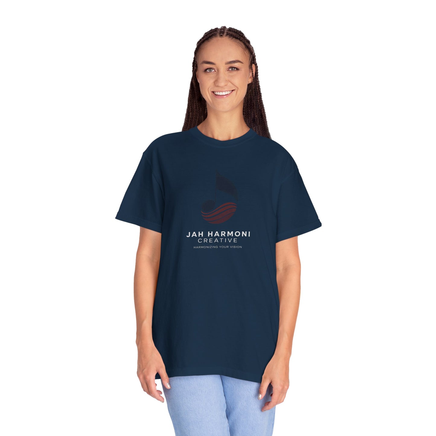 Music Logo T‑Shirt — “Jah Harmoni Creative” Branded Tee