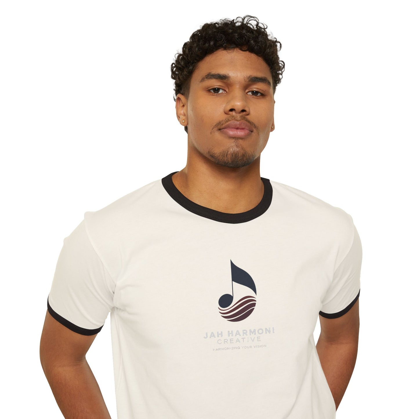 Jah Harmoni Creative Unisex Retro Ringer T-Shirt — Coastal Music Note Logo