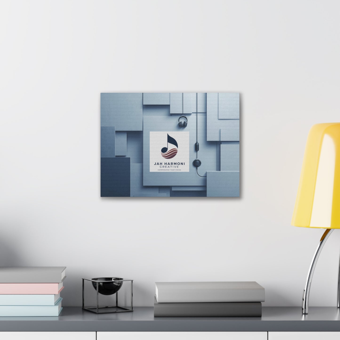 Music Studio Logo Canvas Print — Jah Harmoni Creative Stretched Wall Art