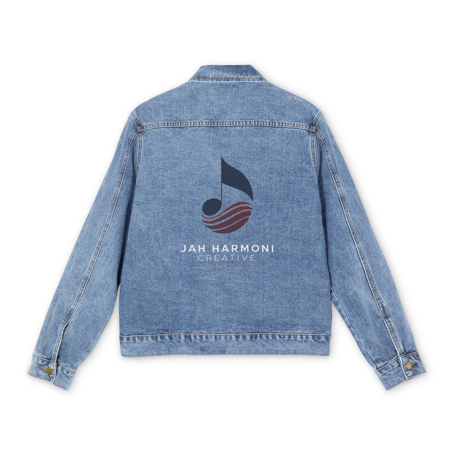 Men's Denim Jacket with Minimalist Abstract Back Print