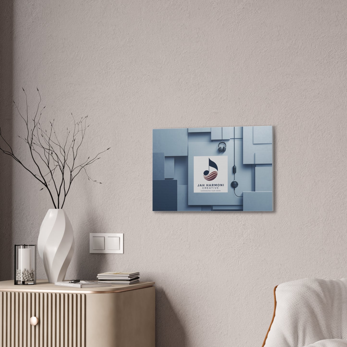 Music Studio Logo Canvas Print — Jah Harmoni Creative Stretched Wall Art