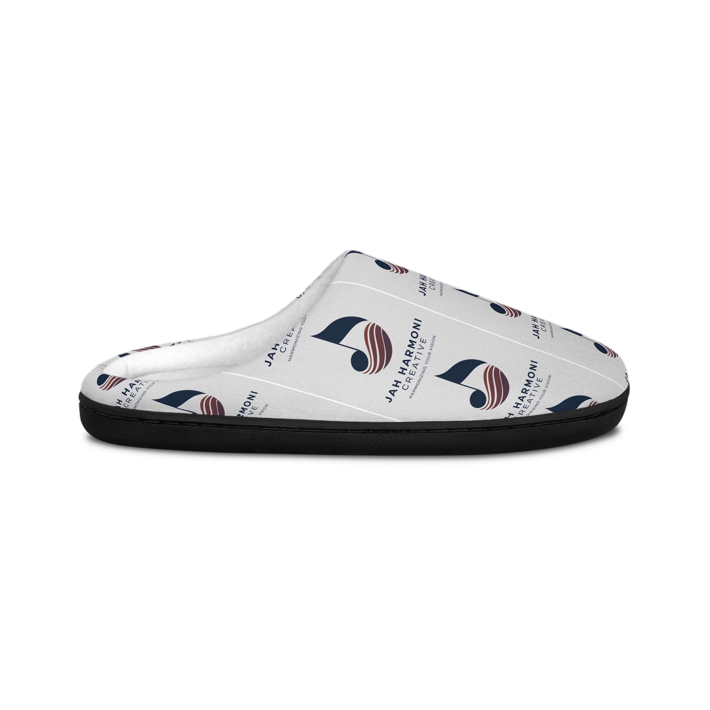 Cozy Jah Harmoni White Logo Unisex Indoor Slippers — Soft Home Slip-Ons