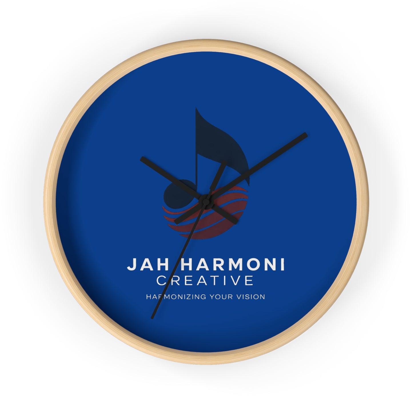 Jah Harmoni Creative Logo Wall Clock — Modern Music-Themed Office Decor