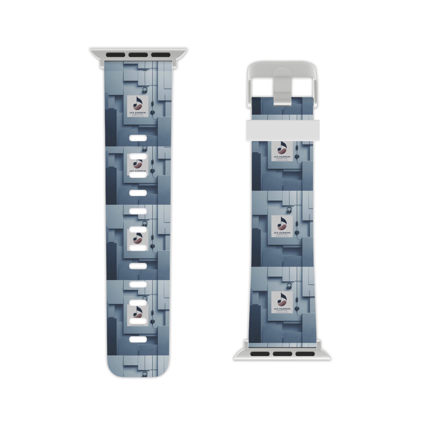Geometric Tech Pattern Apple Watch Band — Modern Blue Grid Strap