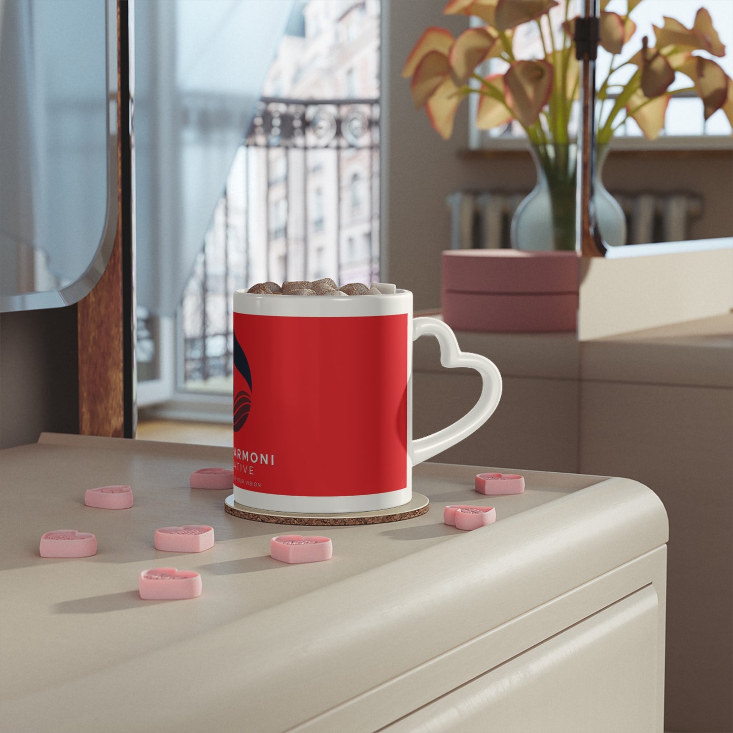 Music Note Logo Mug — Jah Harmoni Creative Red Coffee Cup