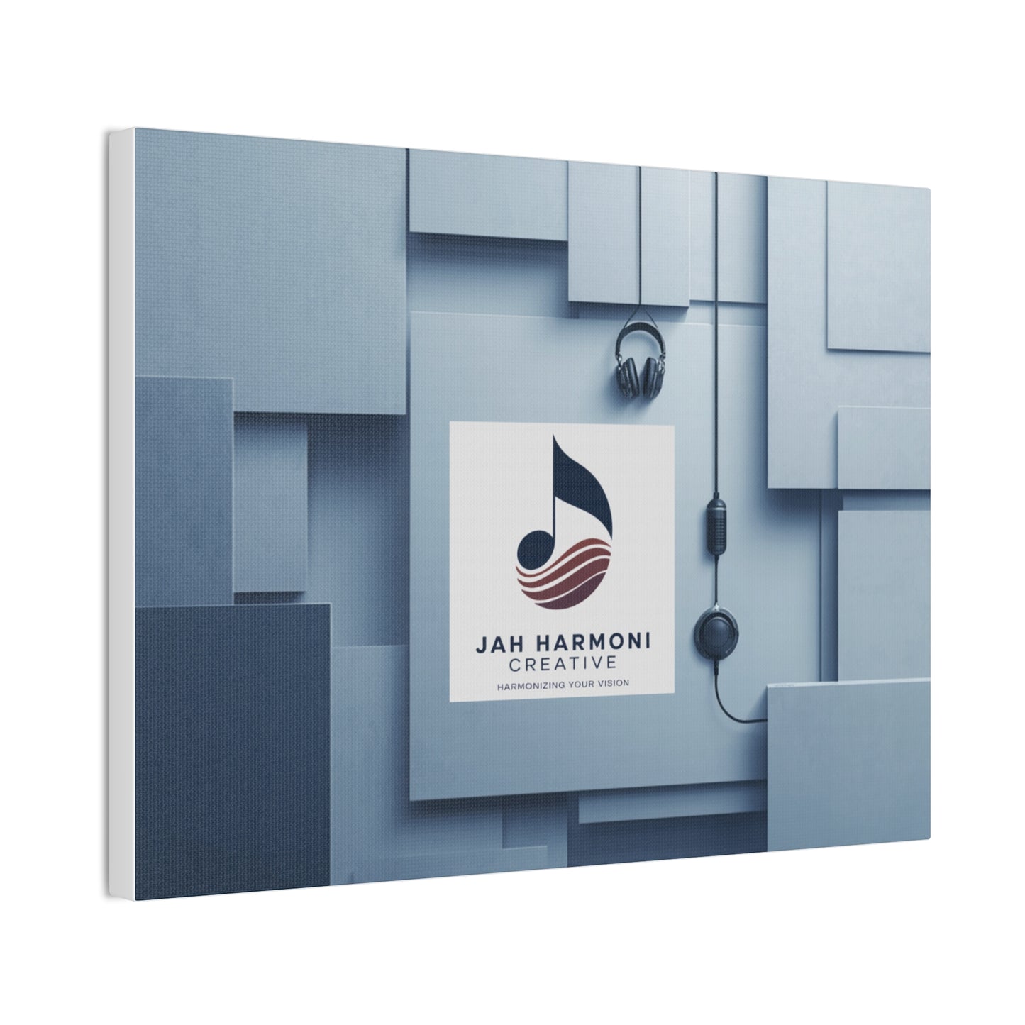 Music Studio Logo Canvas Print — Jah Harmoni Creative Stretched Wall Art