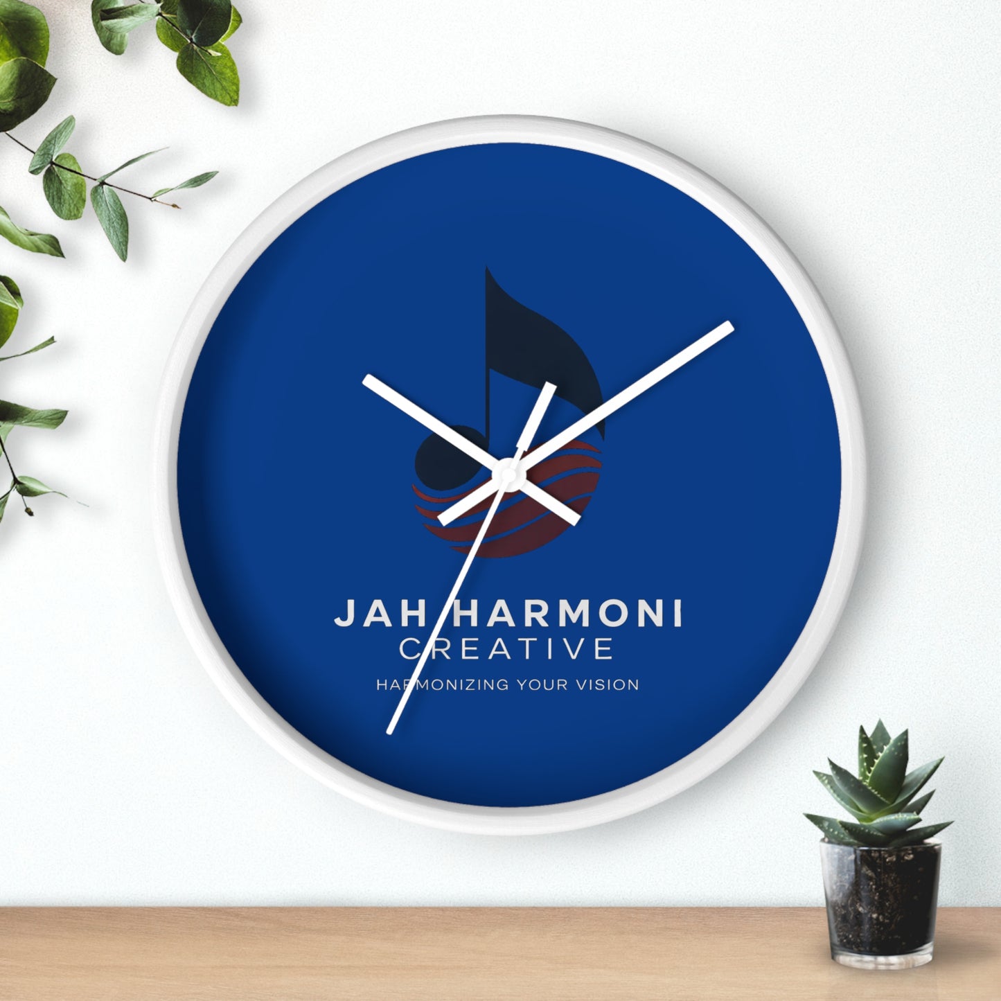 Jah Harmoni Creative Logo Wall Clock — Modern Music-Themed Office Decor