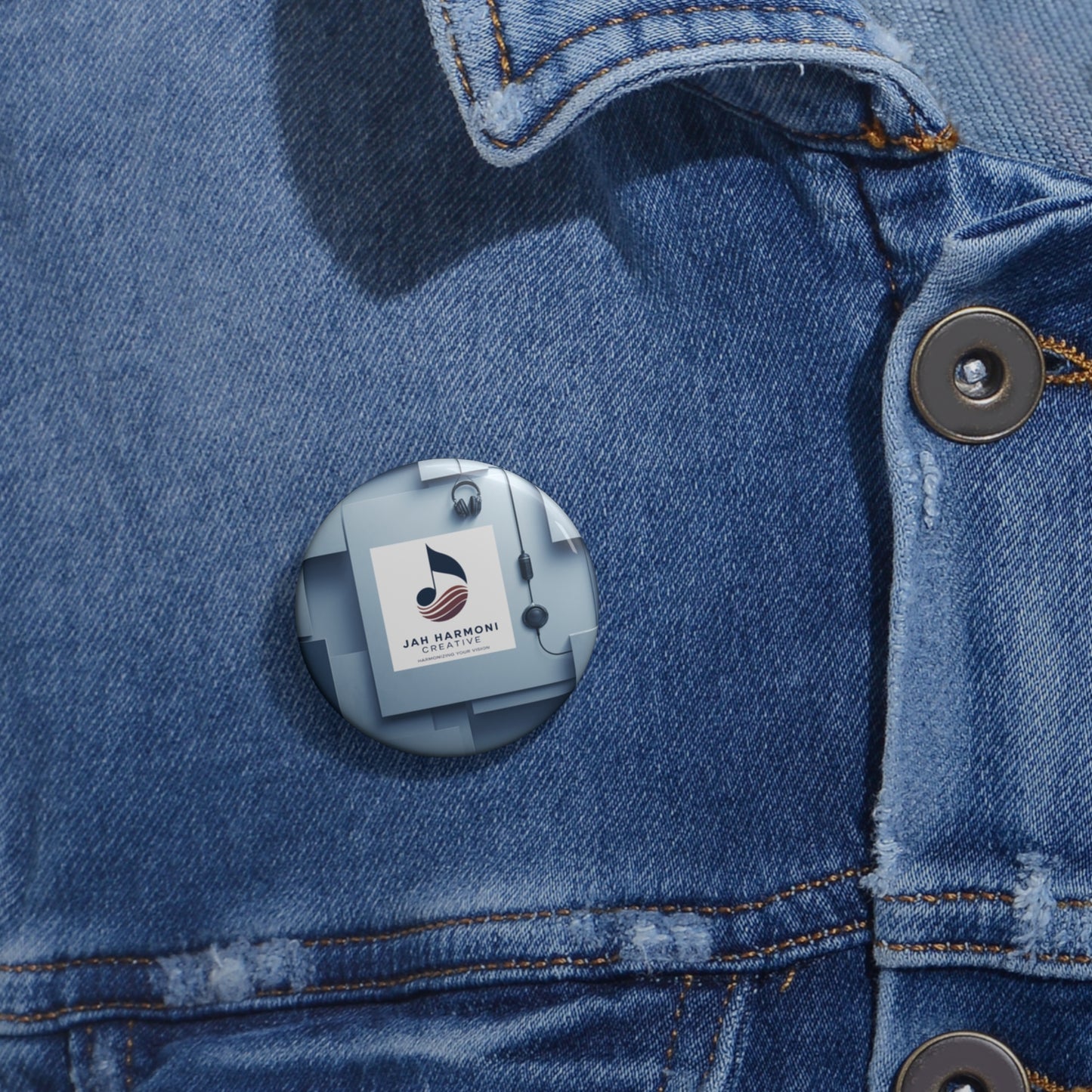 Custom Logo Pin Button — Music Note Branded Badge
