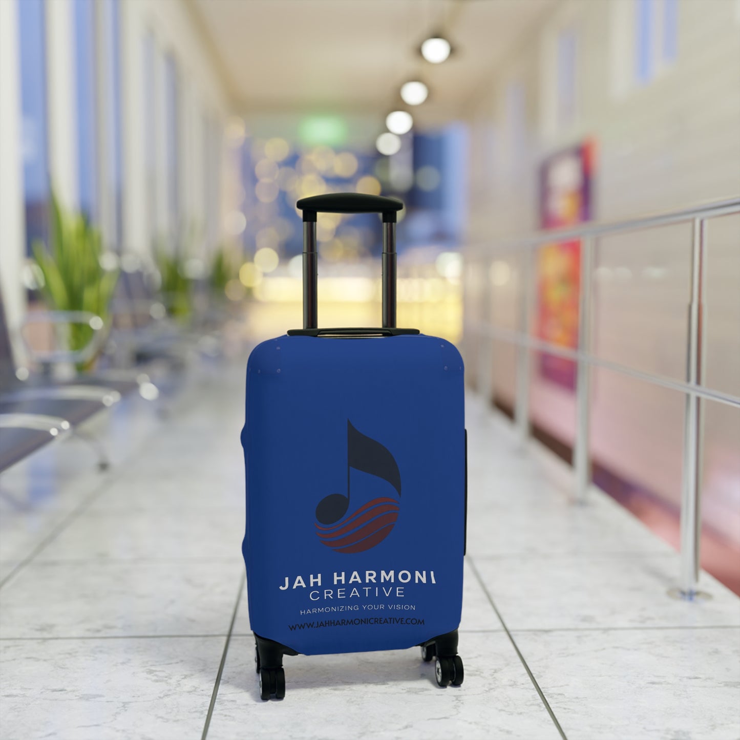 Luggage Cover — Jah Harmoni Custom Music Logo Pattern Travel Protector