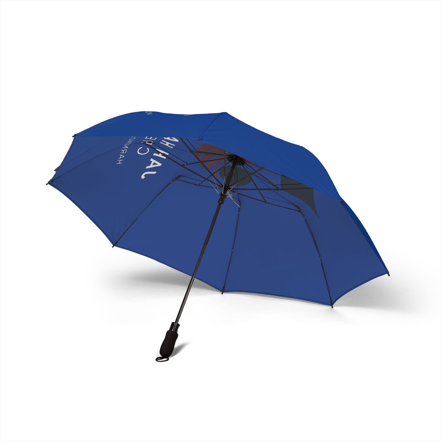 Compact Semi-Automatic Foldable Umbrella — Navy with 'Stay Dry' Minimalist Design