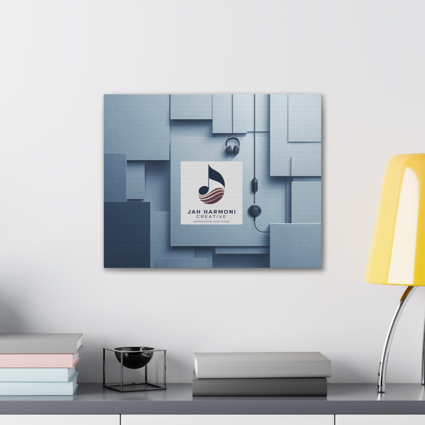 Music Studio Logo Canvas Print — Jah Harmoni Creative Stretched Wall Art
