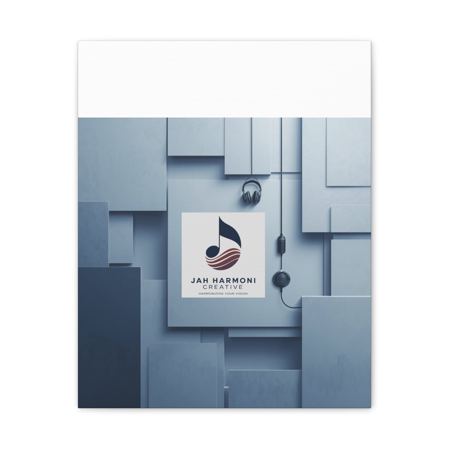 Music Studio Logo Canvas Print — Jah Harmoni Creative Stretched Wall Art