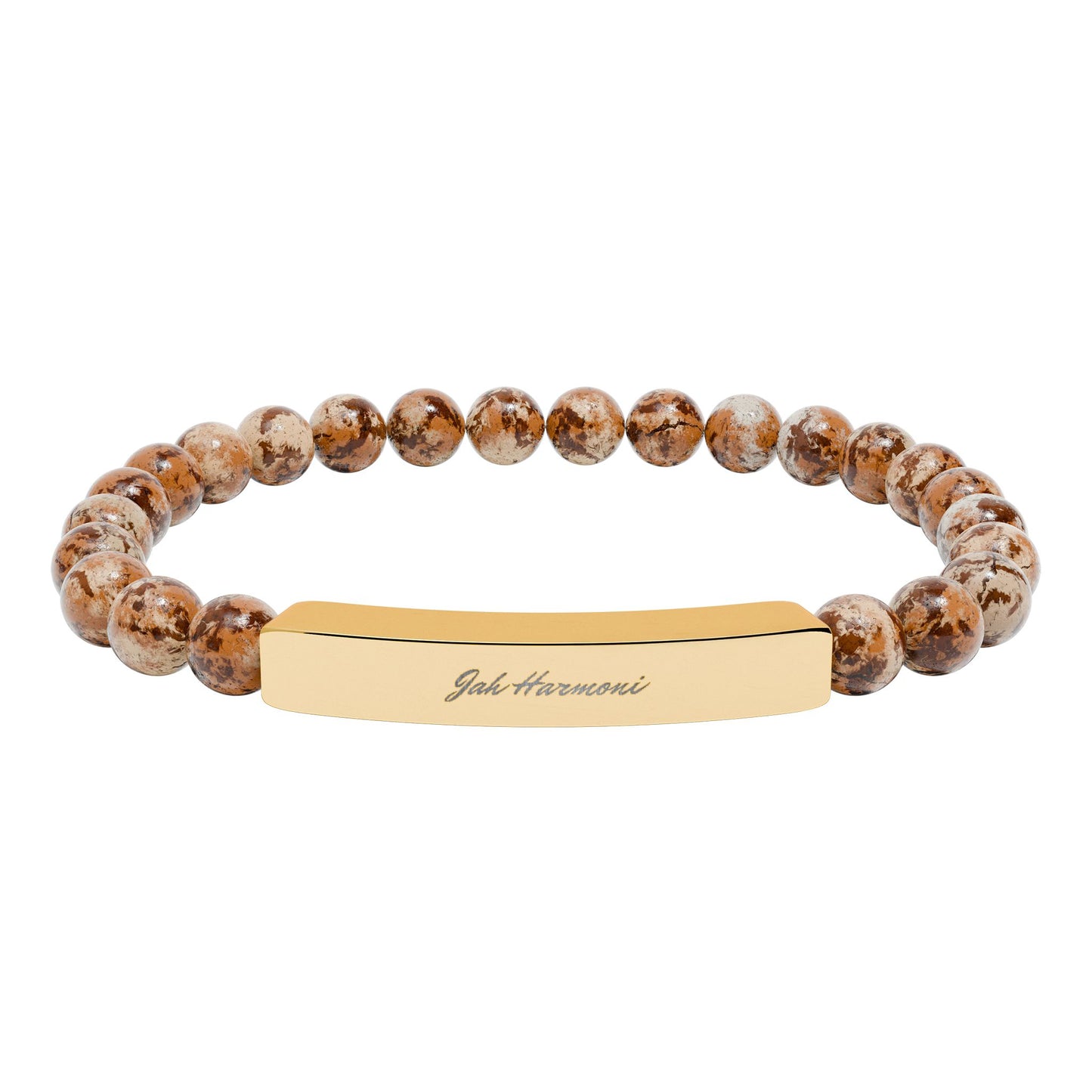 Engravable Natural Stone Stretch Bar Bracelet — Jah Harmoni Personalized Beaded Bracelet for Men & Women