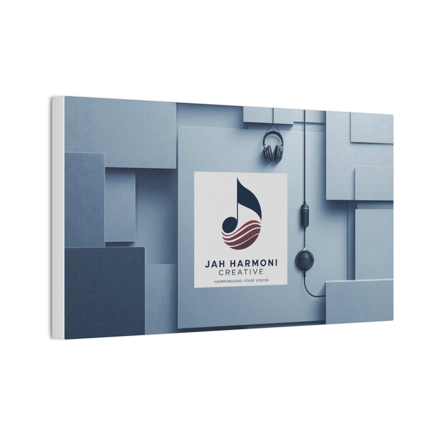 Music Studio Logo Canvas Print — Jah Harmoni Creative Stretched Wall Art