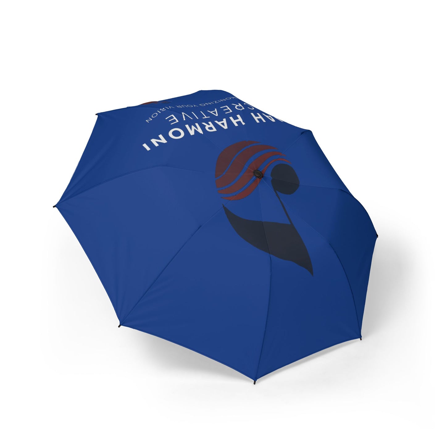 Compact Semi-Automatic Foldable Umbrella — Navy with 'Stay Dry' Minimalist Design