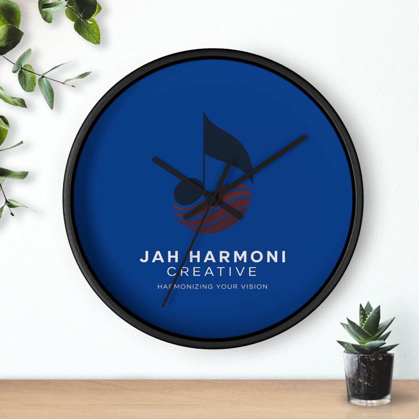 Jah Harmoni Creative Logo Wall Clock — Modern Music-Themed Office Decor