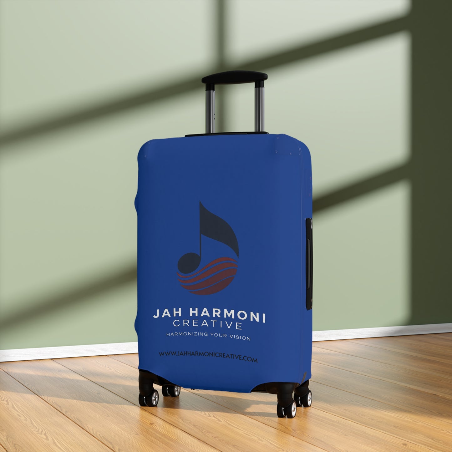 Luggage Cover — Jah Harmoni Custom Music Logo Pattern Travel Protector