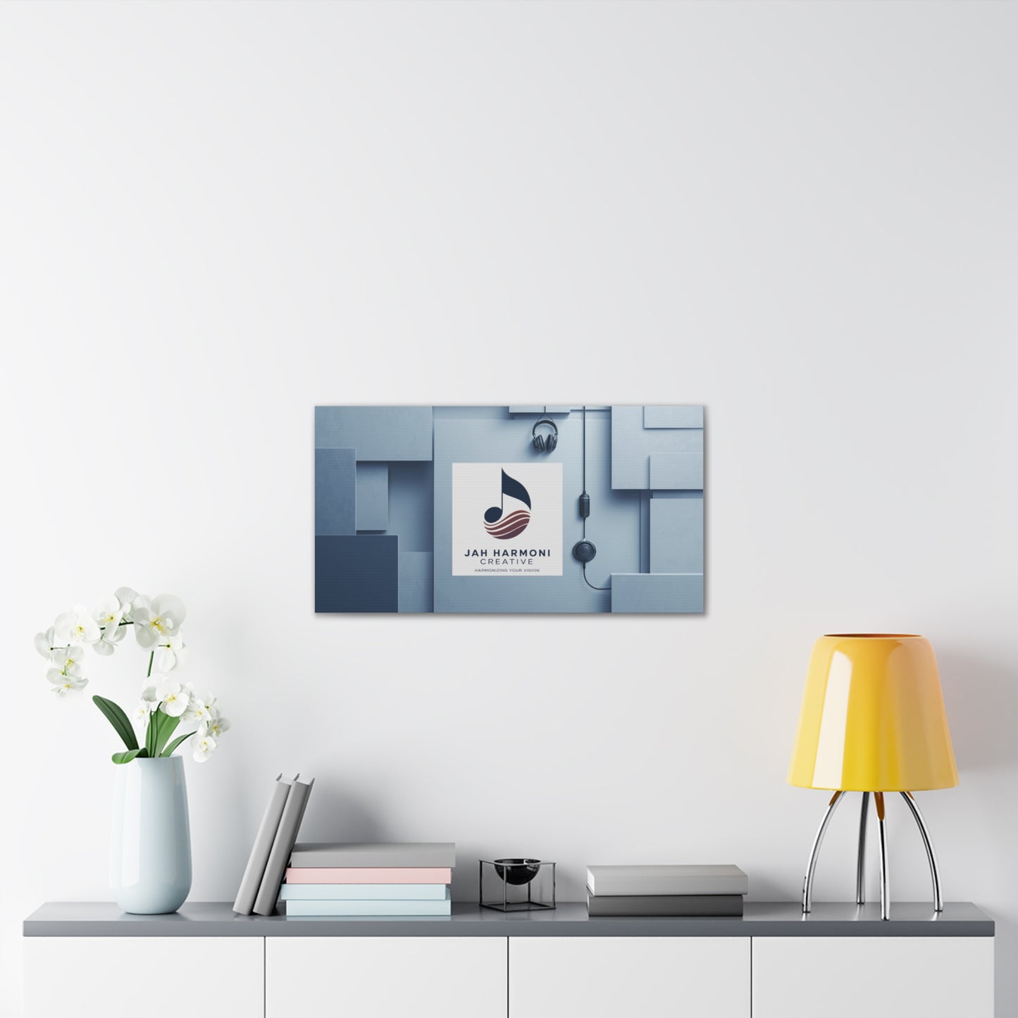 Music Studio Logo Canvas Print — Jah Harmoni Creative Stretched Wall Art