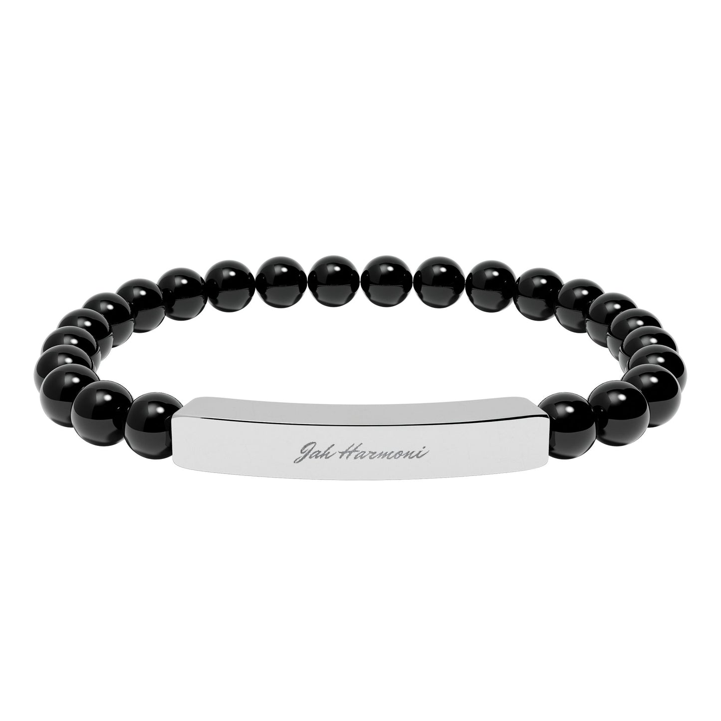 Engravable Natural Stone Stretch Bar Bracelet — Jah Harmoni Personalized Beaded Bracelet for Men & Women