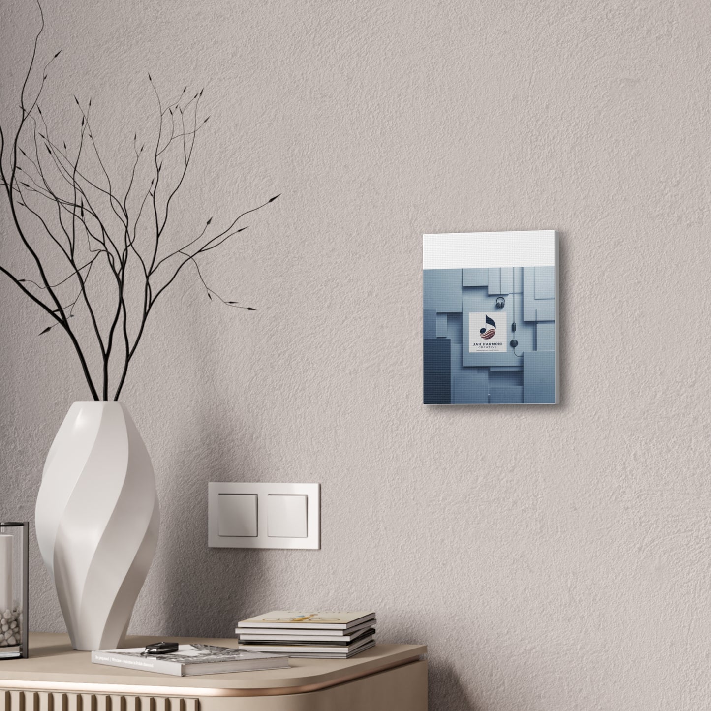 Music Studio Logo Canvas Print — Jah Harmoni Creative Stretched Wall Art