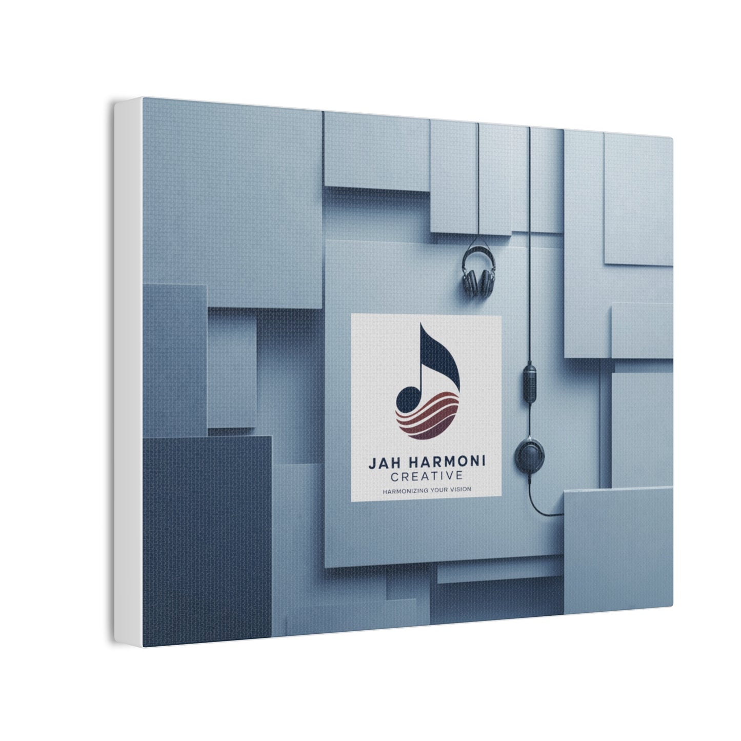 Music Studio Logo Canvas Print — Jah Harmoni Creative Stretched Wall Art