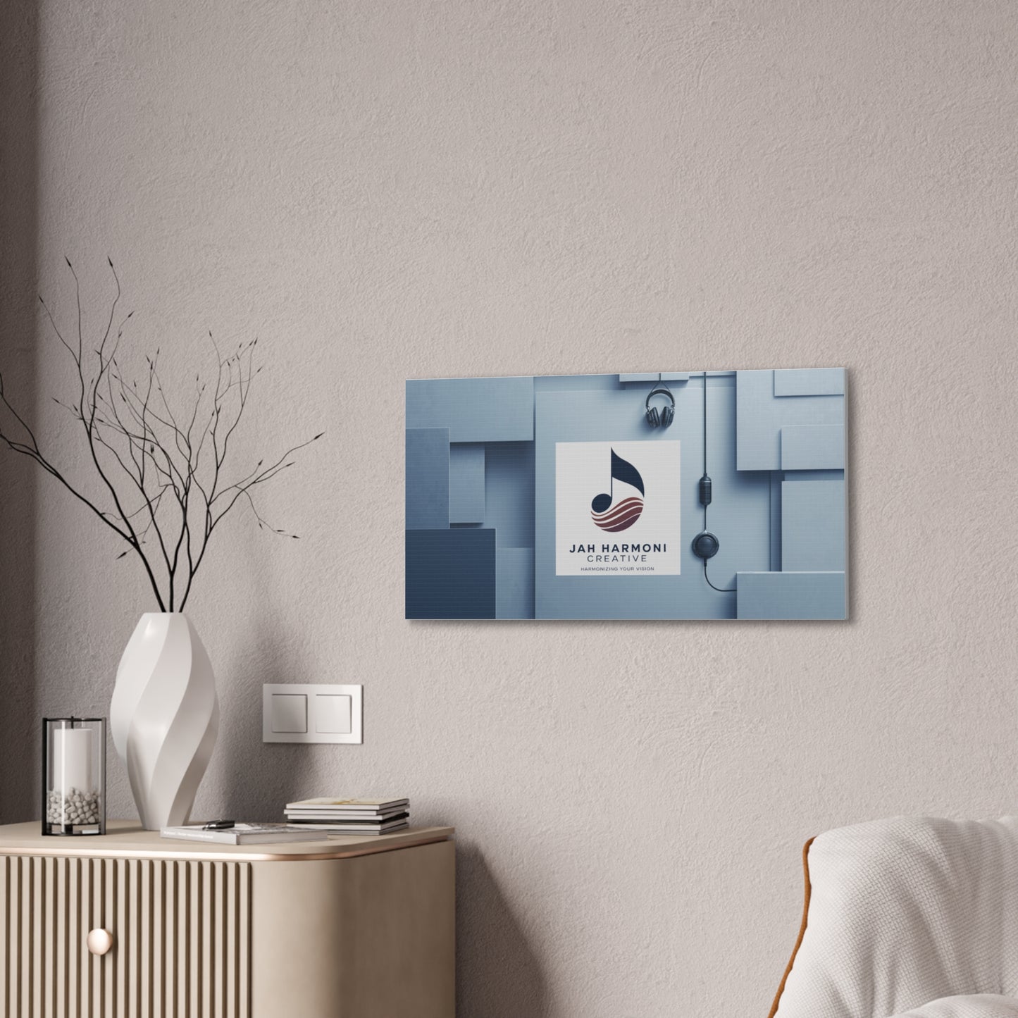 Music Studio Logo Canvas Print — Jah Harmoni Creative Stretched Wall Art
