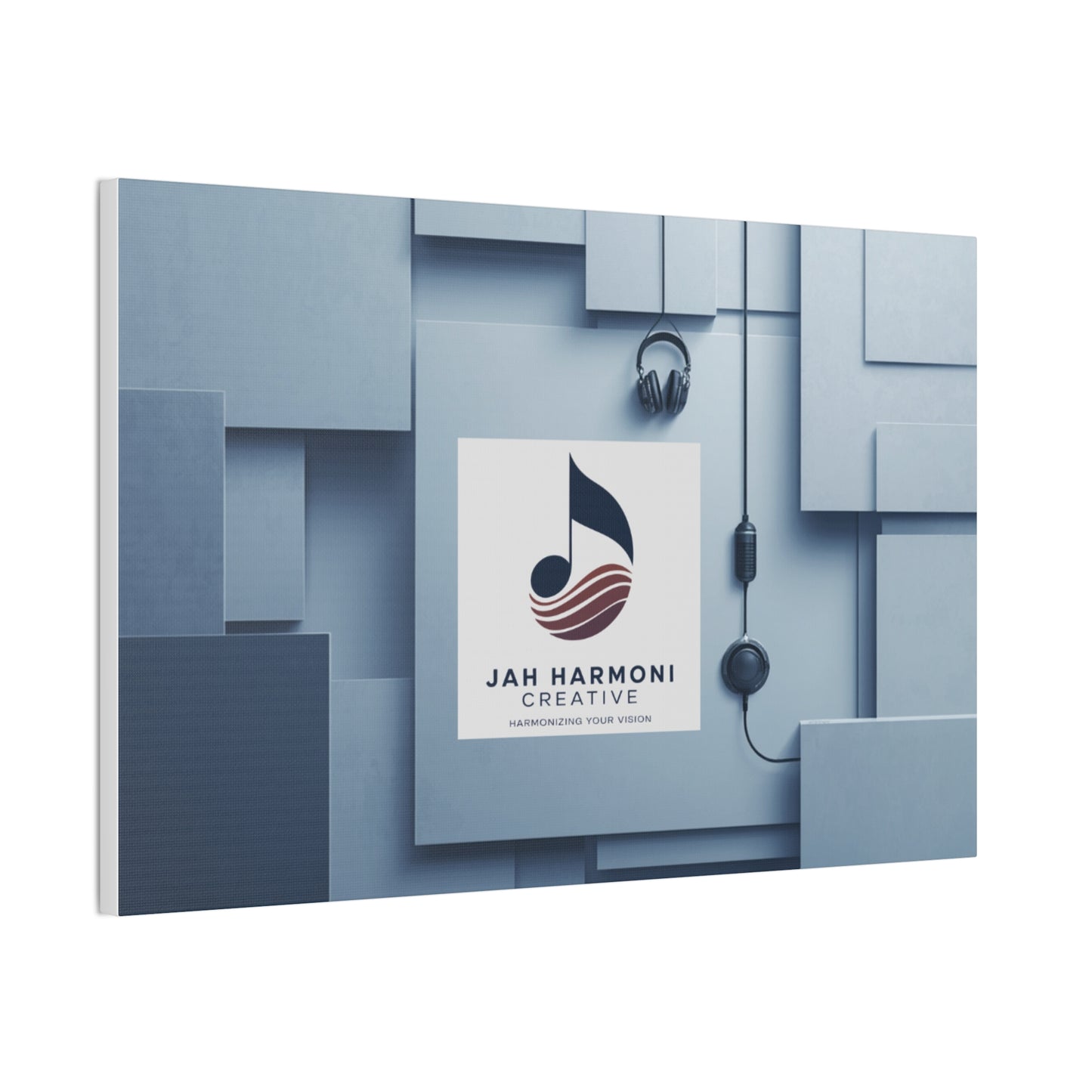 Music Studio Logo Canvas Print — Jah Harmoni Creative Stretched Wall Art