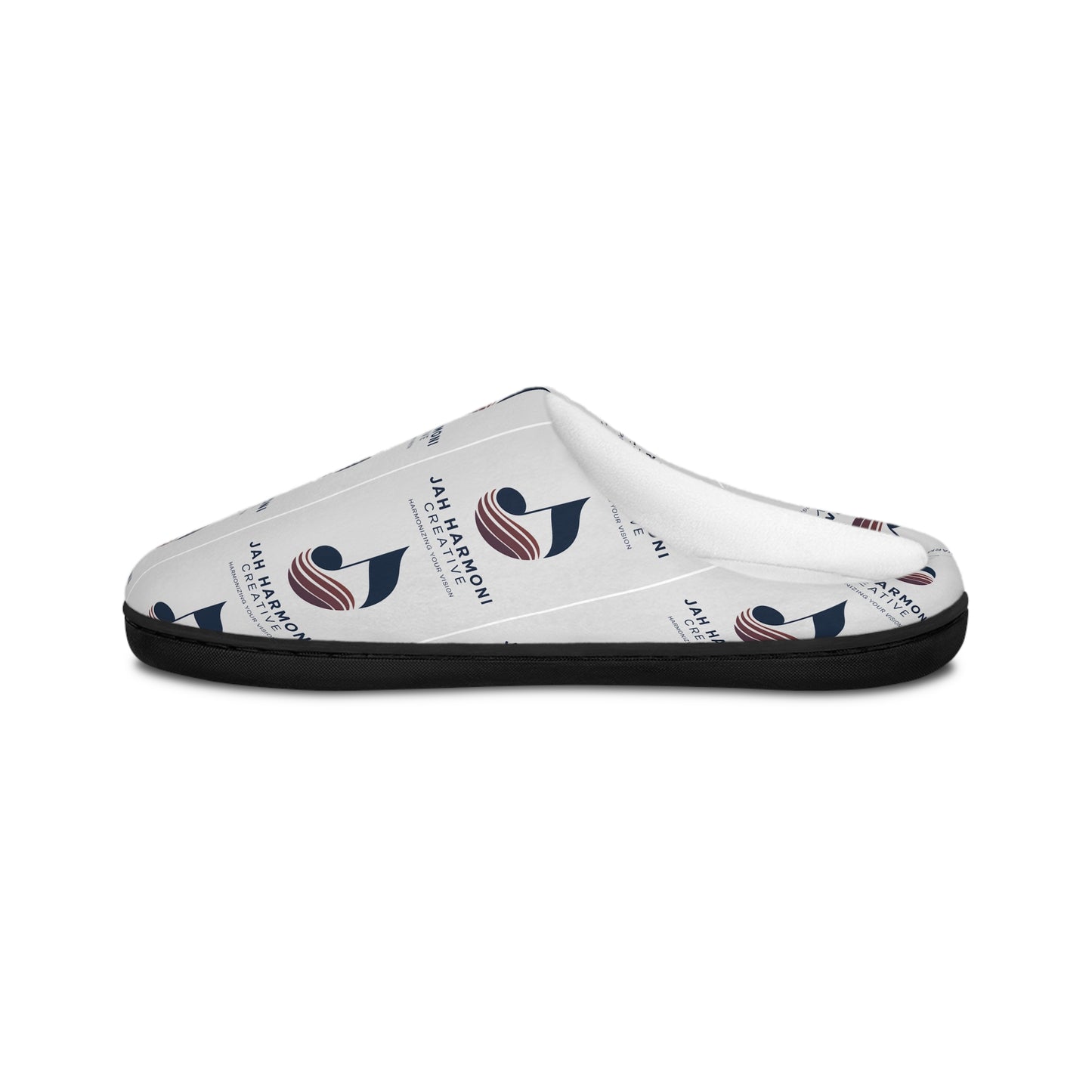 Cozy Jah Harmoni White Logo Unisex Indoor Slippers — Soft Home Slip-Ons