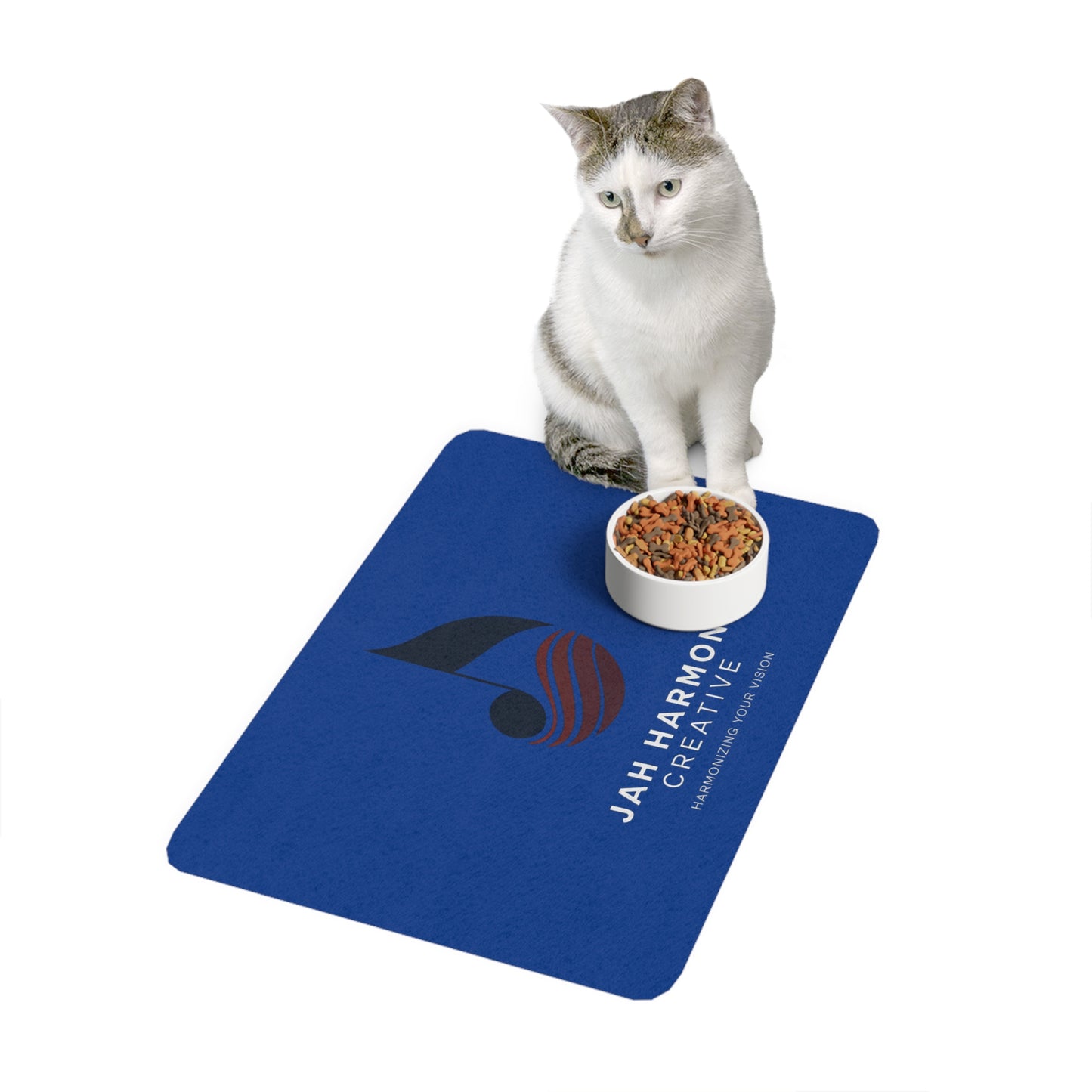Pet Food Mat — Branded 'Jah Harmoni Creative' Non-Slip Feeding Placemat (12x18)